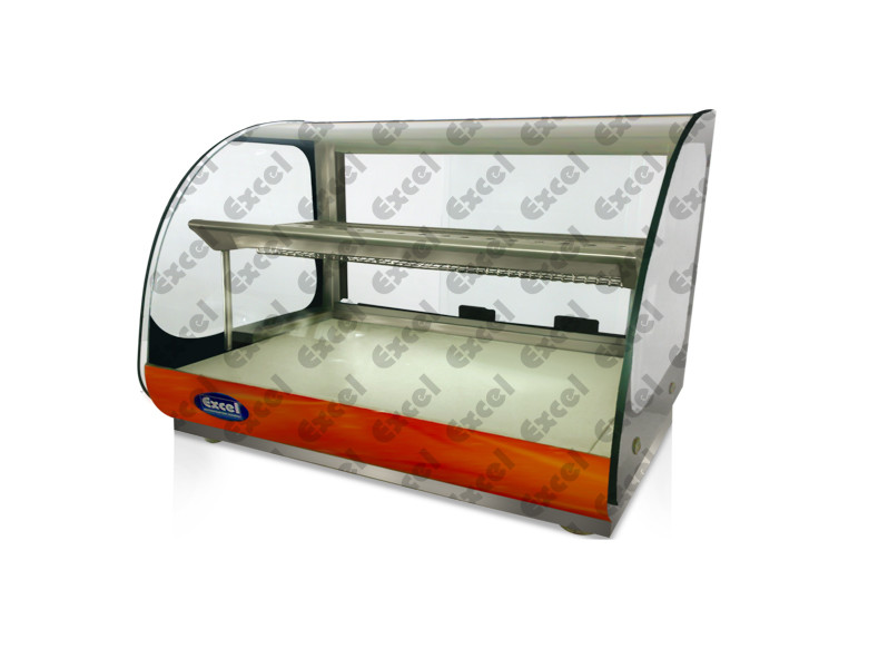 Bend glass Hot case food warmer puffs heater hot display showcase cabinet heater bakery equipments bangalore